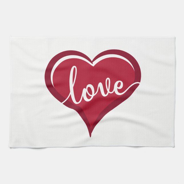 Liebe in Herzvalentinen Geschirrtuch (Horizontal)