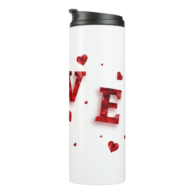 Liebe in Ihrem Herzklopfen Thermosbecher (Nach rechts gedreht)