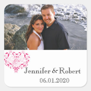 Liebe in jeder Rosa-Gastgeschenk Hochzeit Quadratischer Aufkleber