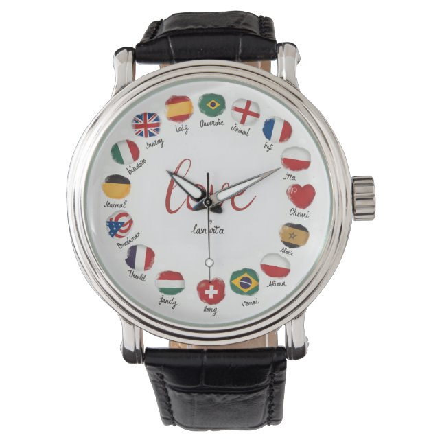 Liebe in jeder Sprachbeobachtung Armbanduhr (Vorderseite)