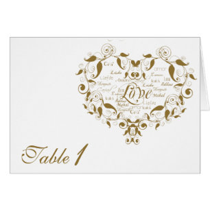 Liebe in jeder Sprache in Gold Tisch Nummer