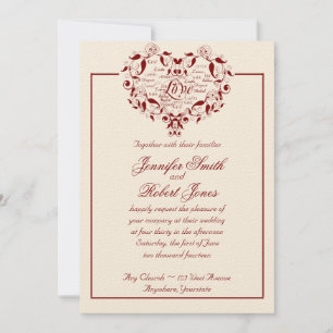 Liebe in jeder Sprache in Roter Hochzeit Einladung