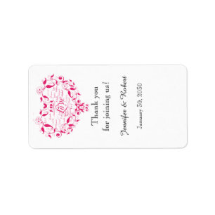 Liebe in jeder Sprache Rosa Hochzeitslippen-Balken Adressaufkleber