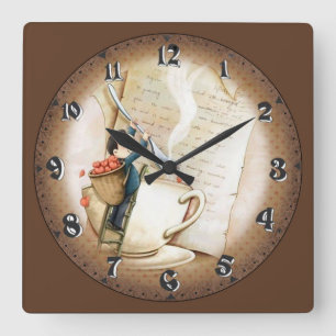 Liebe in Kaffee geben Quadratische Wanduhr