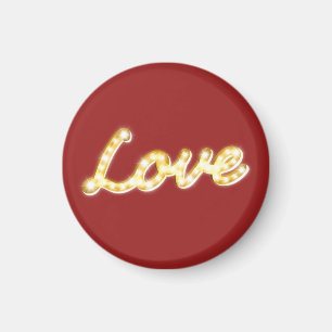 Liebe in Laufschrift Neonrot Magnet