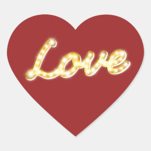 Liebe in Marquee Lights Aufkleber - rot