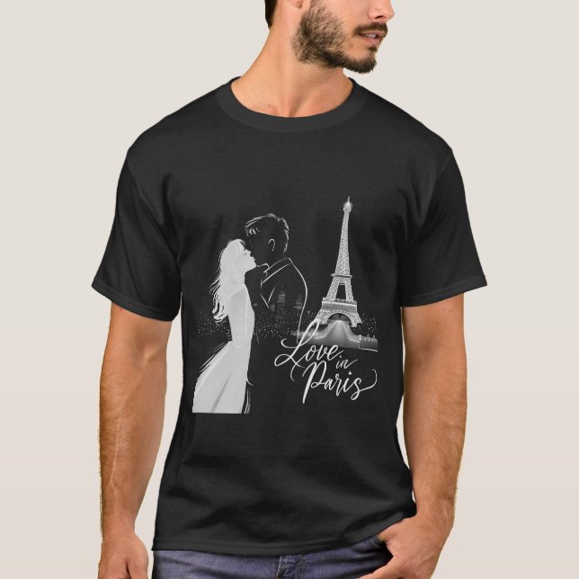 Liebe in Paris: Ein zeitloser Kuss unter dem Eiffe T-Shirt (Vorderseite)