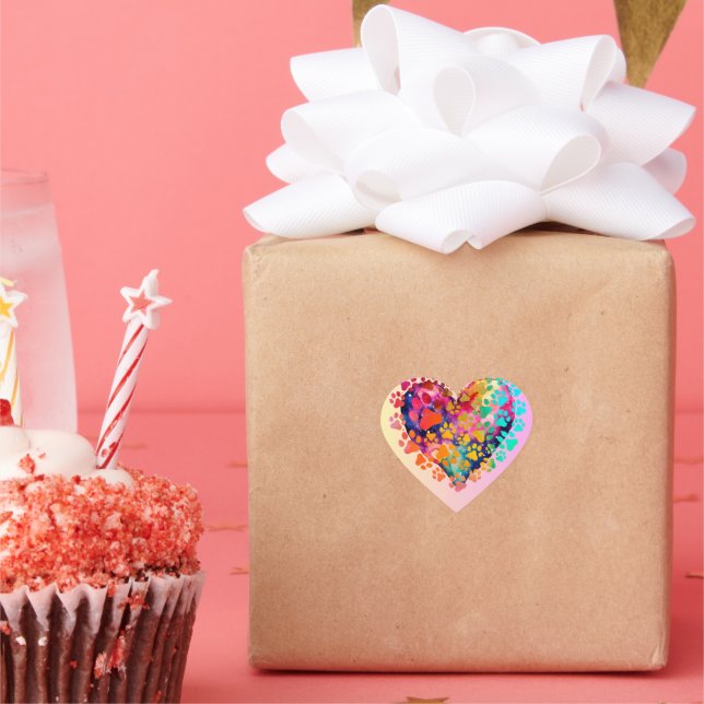 Liebe in Pixel: Happy Saint Valentine's Day Herz-Aufkleber (Party)