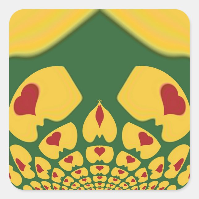 Liebe in Rasta Colors: Reggae Hearts Quadratischer Aufkleber (Vorderseite)