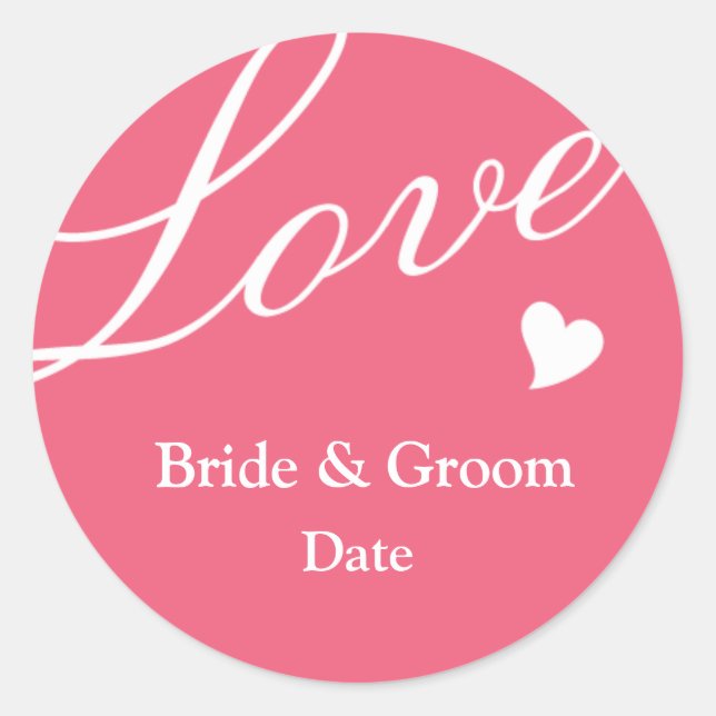 Liebe in Rosa Runder Aufkleber (Vorderseite)