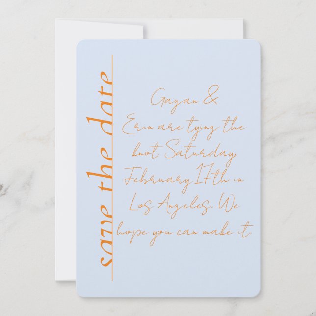 Liebe in Rosa und Orange Save the Date Hinweis Einladung (Vorderseite)