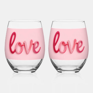 Liebe in Rosa Weinglas Ohne Stiel