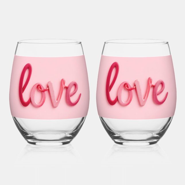 Liebe in Rosa Weinglas Ohne Stiel (Vorderseite)