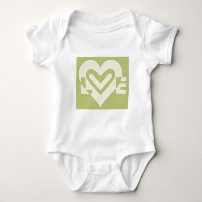 Liebe in Sage Green Baby Strampler (Vorderseite)