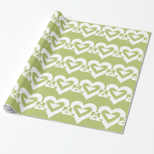 Liebe in Sage Green Geschenkpapier