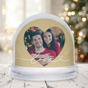 Liebe in Schrift Gold Herz Foto Schneekugeln