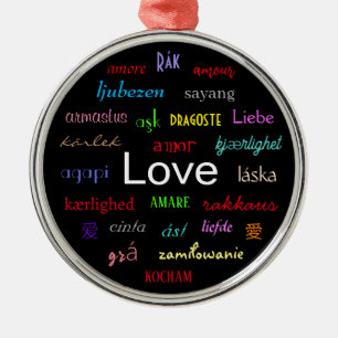 Liebe in Schwarz auf der ganzen Welt Ornament Aus Metall