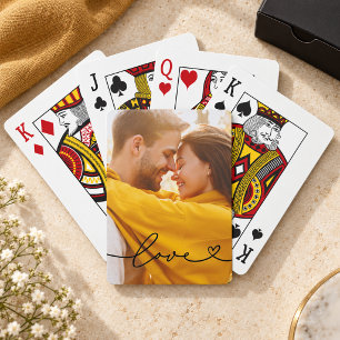 Liebe in Schwarz-Script mit dem Foto für Herz Spielkarten