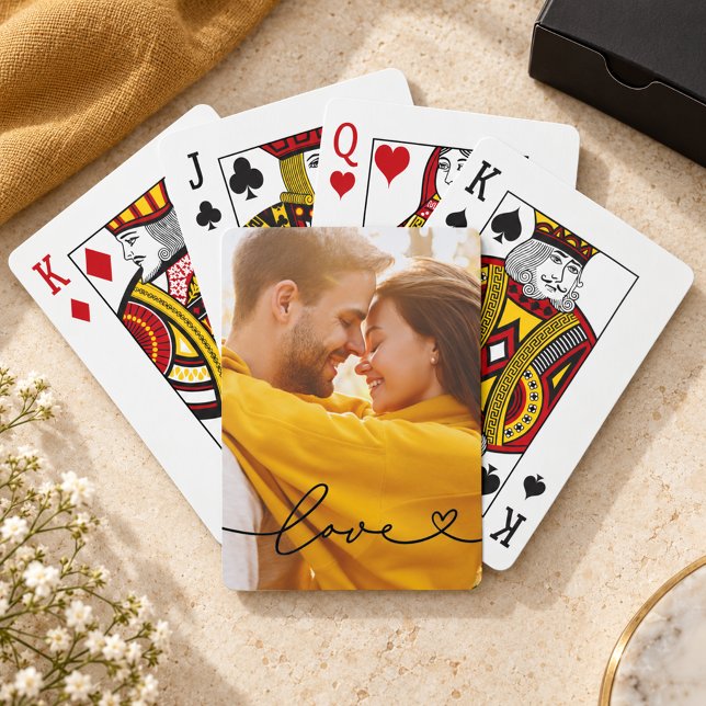 Liebe in Schwarz-Script mit dem Foto für Herz Spielkarten (Von Creator hochgeladen)