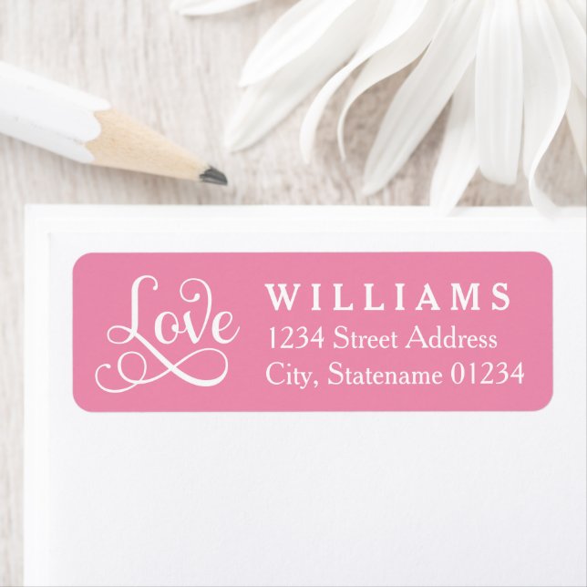 Liebe in Script Pink Wedding Rücksendeadresse (Insitu)
