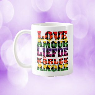 Liebe in vielen Sprachen Dunkler Regenbogen Kaffeetasse