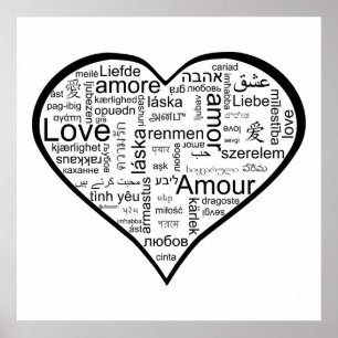 Liebe in vielen Sprachen Herz Poster