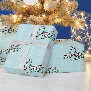 "Liebe in Weihnachtsbeleuchtung, weiße Schneeflock Geschenkpapier