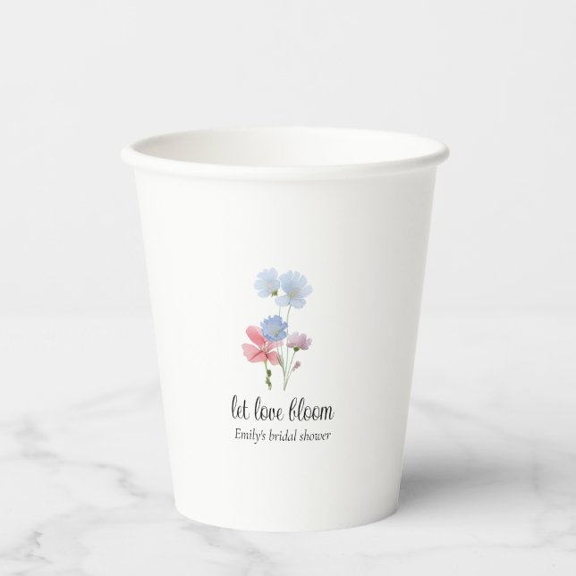 Liebe in Wildblume-Papiergruppen Pappbecher (Vorderseite)