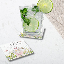 Liebe in Wildblume Rosa Brautparty Rechteckiger Pappuntersetzer