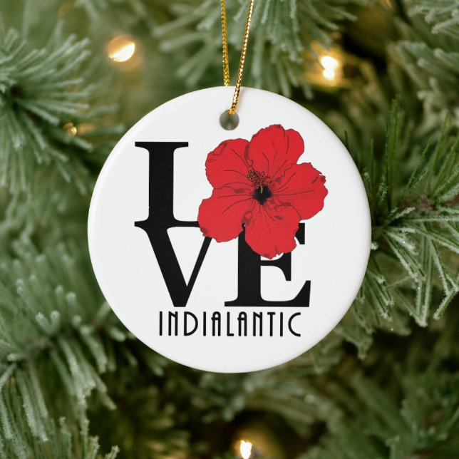 LIEBE Indialantischer Roter Hibiskus Keramik Ornament (Baum)