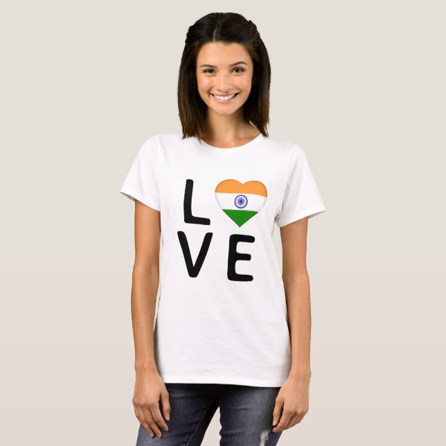 Liebe - Indische Flagge T-Shirt (Vorne ganz)