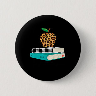 Liebe Inspiriere Leopard Print Apple Lehrer Funny Button