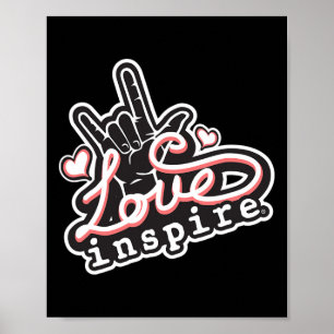 Liebe inspiriert ASL ILY Hand Sign Language Deaf A Poster