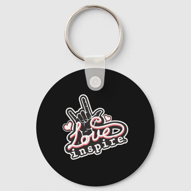 Liebe inspiriert ASL ILY Hand Sign Language Deaf A Schlüsselanhänger (Vorderseite)