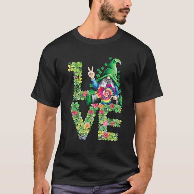 Liebe Irish Gnome Gefärbte Krawatte Kleeblatt St P T-Shirt (Vorderseite)