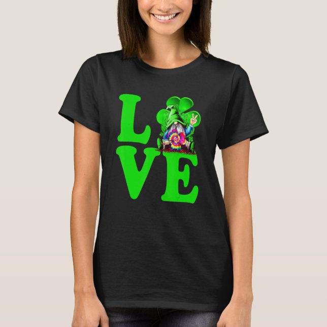 Liebe Irish Gnome Krawatte Kleeblatt St Patrick Da T-Shirt (Vorderseite)