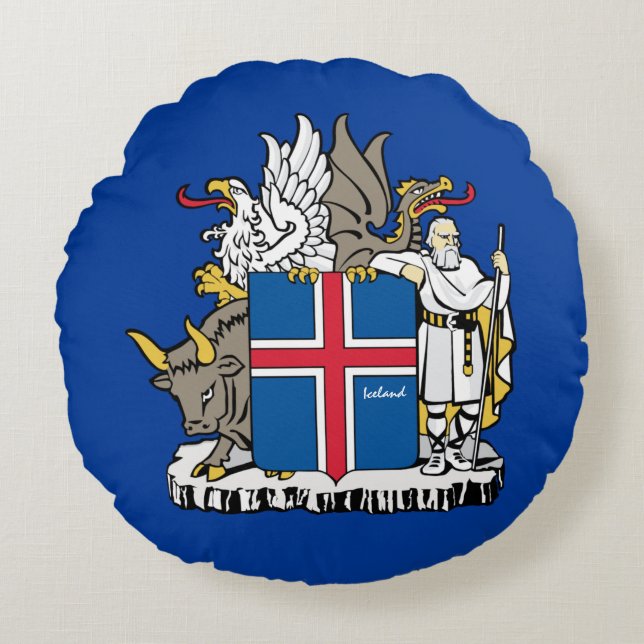 Liebe Island & Island, Emblem / Urlaub Rundes Kissen (Vorderseite)