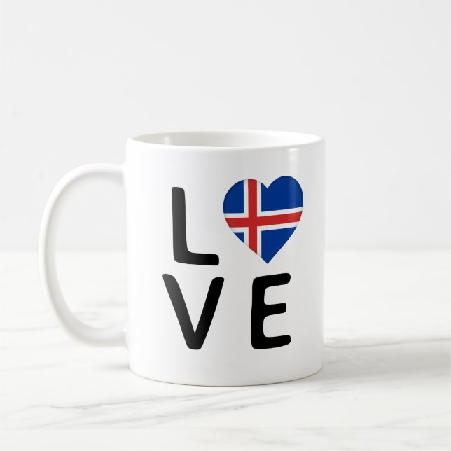 Liebe - isländische Flagge Kaffeetasse (Links)