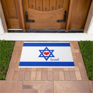 Liebe Israel, Rotherz und israelische Flaggenpatri Fußmatte