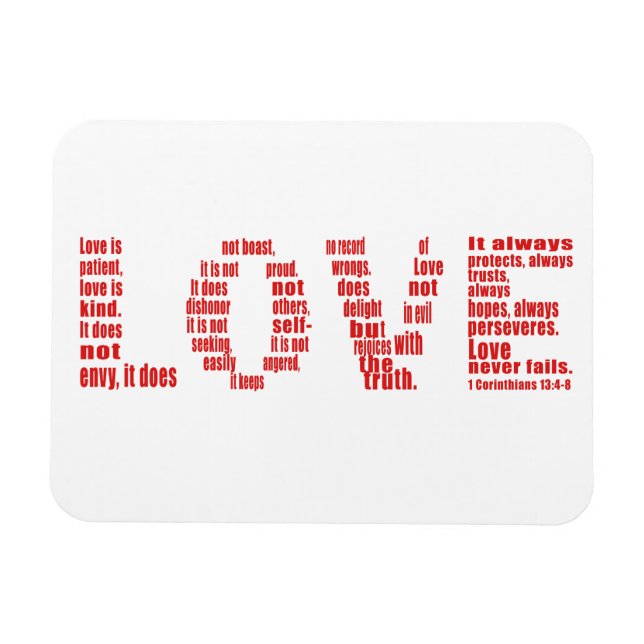 Liebe ist... 1 Korinther 13:4-8 Bibelverse Magnet (Horizontal)