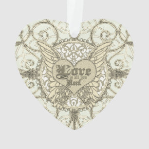 Liebe ist alle, die Sie Engels-Flügel und Herz Ornament