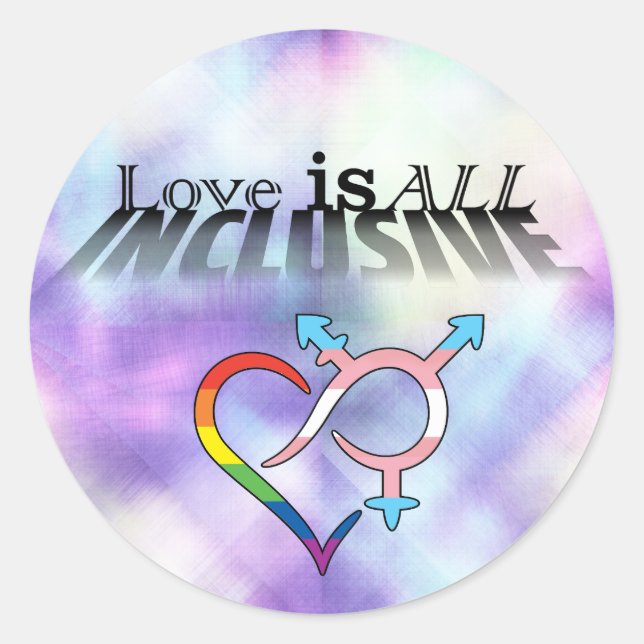 Liebe ist ALLE inklusiv Runder Aufkleber (Vorderseite)