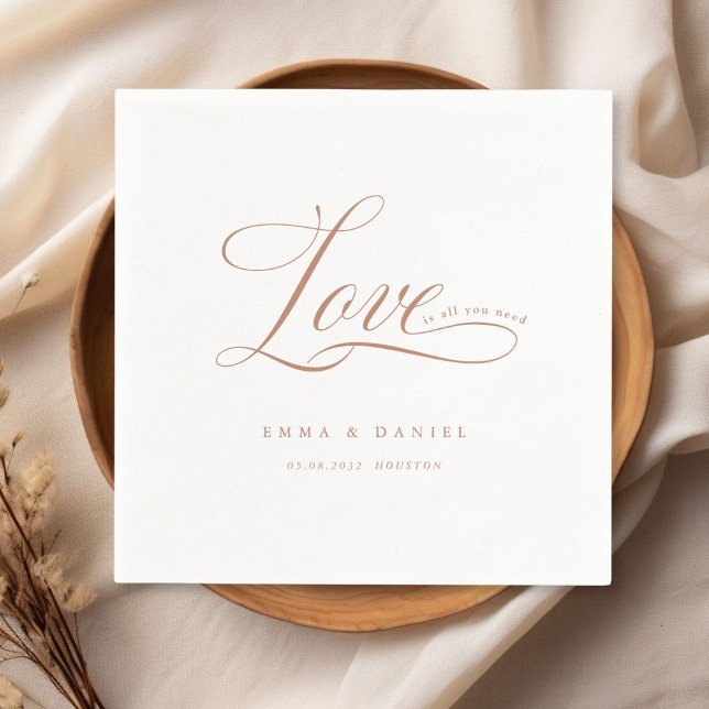 Liebe ist alles, was du brauchst! Elegant, Hochzei Serviette (Love is all you need! Elegant, wedding Napkins, scripted font with your name & date.)