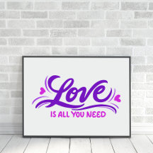 Liebe ist alles, was man braucht, um Lila-pink han