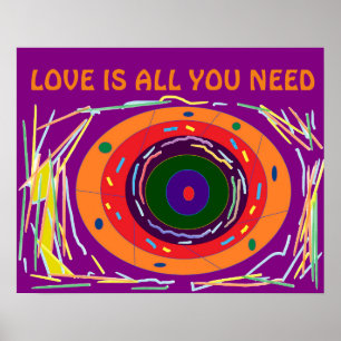 Liebe ist alles, was man für eine lila und orangef poster
