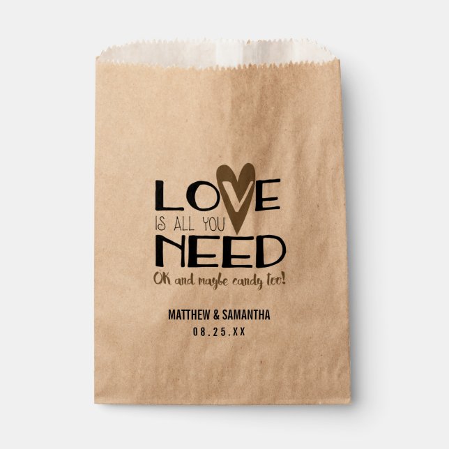 Liebe ist alles, was Sie brauchen, um Süßigkeiten  Geschenktütchen (Vorderseite)