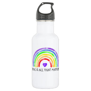 Liebe ist alles, was zählt   Rainbow LGBTQIA+ Edelstahlflasche