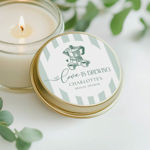 Liebe ist am Brodeln Moderne Hochzeitsdusche für d Runder Aufkleber