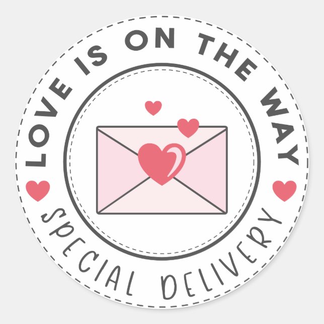 Liebe ist auf dem Weg | Valentine Sonderlieferung Runder Aufkleber (Vorderseite)
