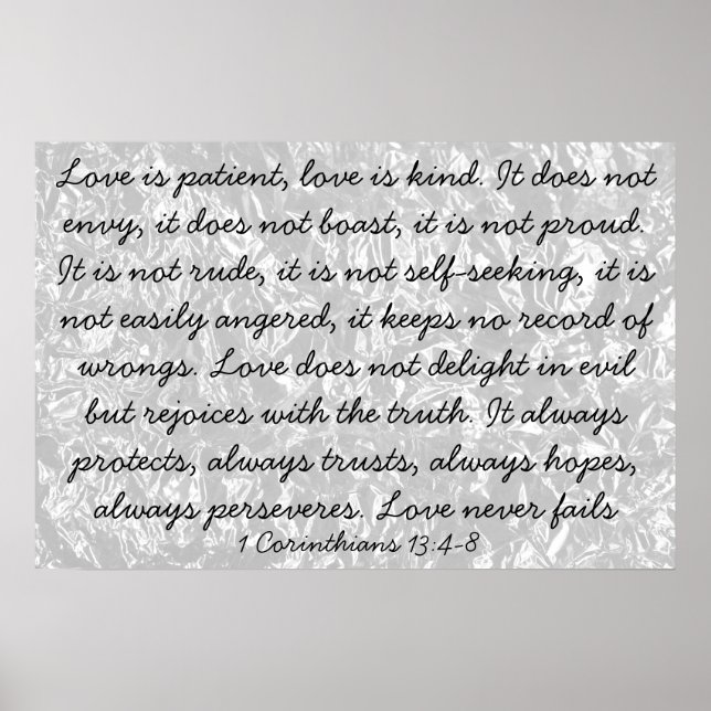 Liebe ist Bibelverse 1 Korinther 13:4-8 Poster (Vorne)